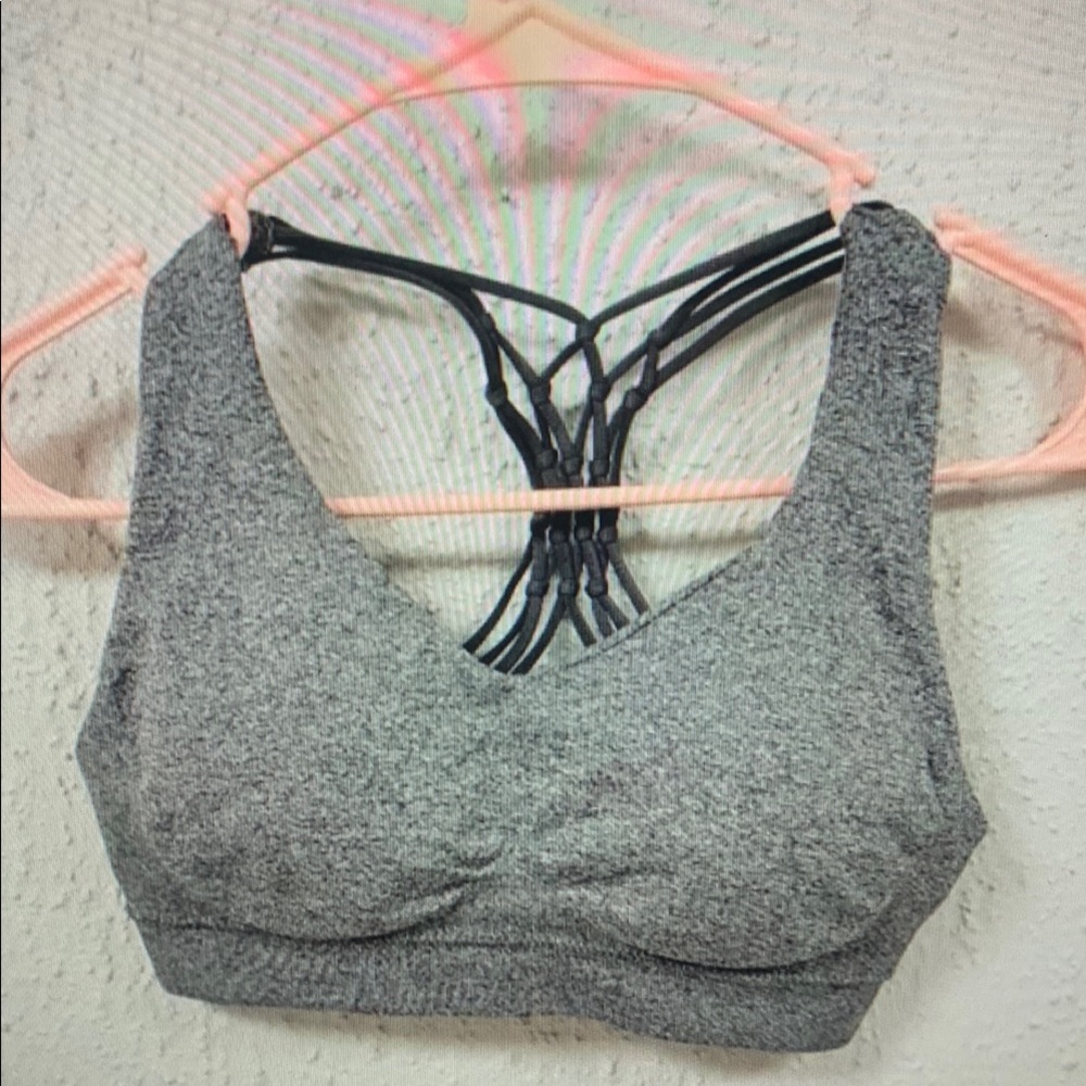 Gray Strappy Women's Sports Bra